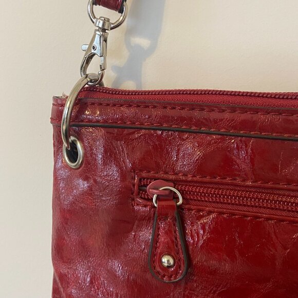 Nicole by Nicole Miller Shiny Red Cross Body Bag - Picture 15 of 16